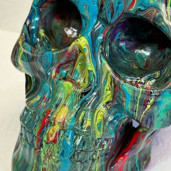 Hand-Painted One of A Kind Life Size Adult Human Skull - Picture 7 of 10